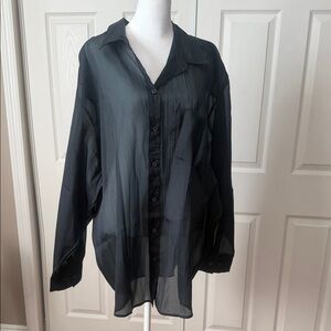Women’s Black Sheer Button-Up Shirt